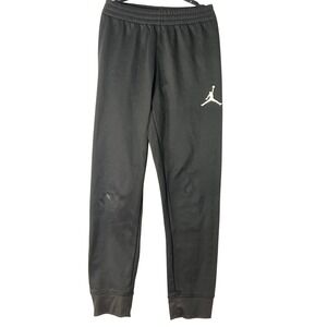 Nike Jordan Kids Black Joggers Sweatpants Red Detail Boys Medium Sporty Athletic